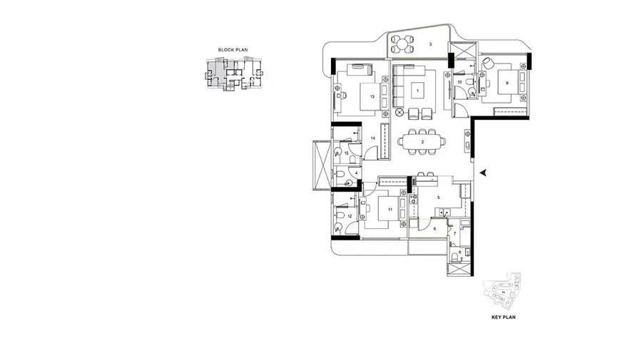 3 BHK floor plan